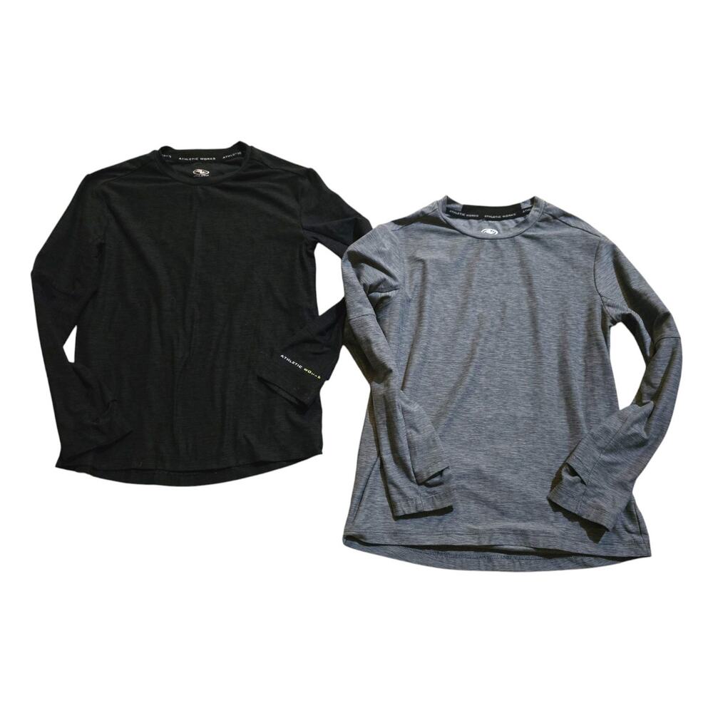 Athletic works boys active long sleeve tee size S Set Of 2 Black & Grey